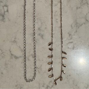 2 necklace Crystal Bead and Gold Leaf Necklace Set